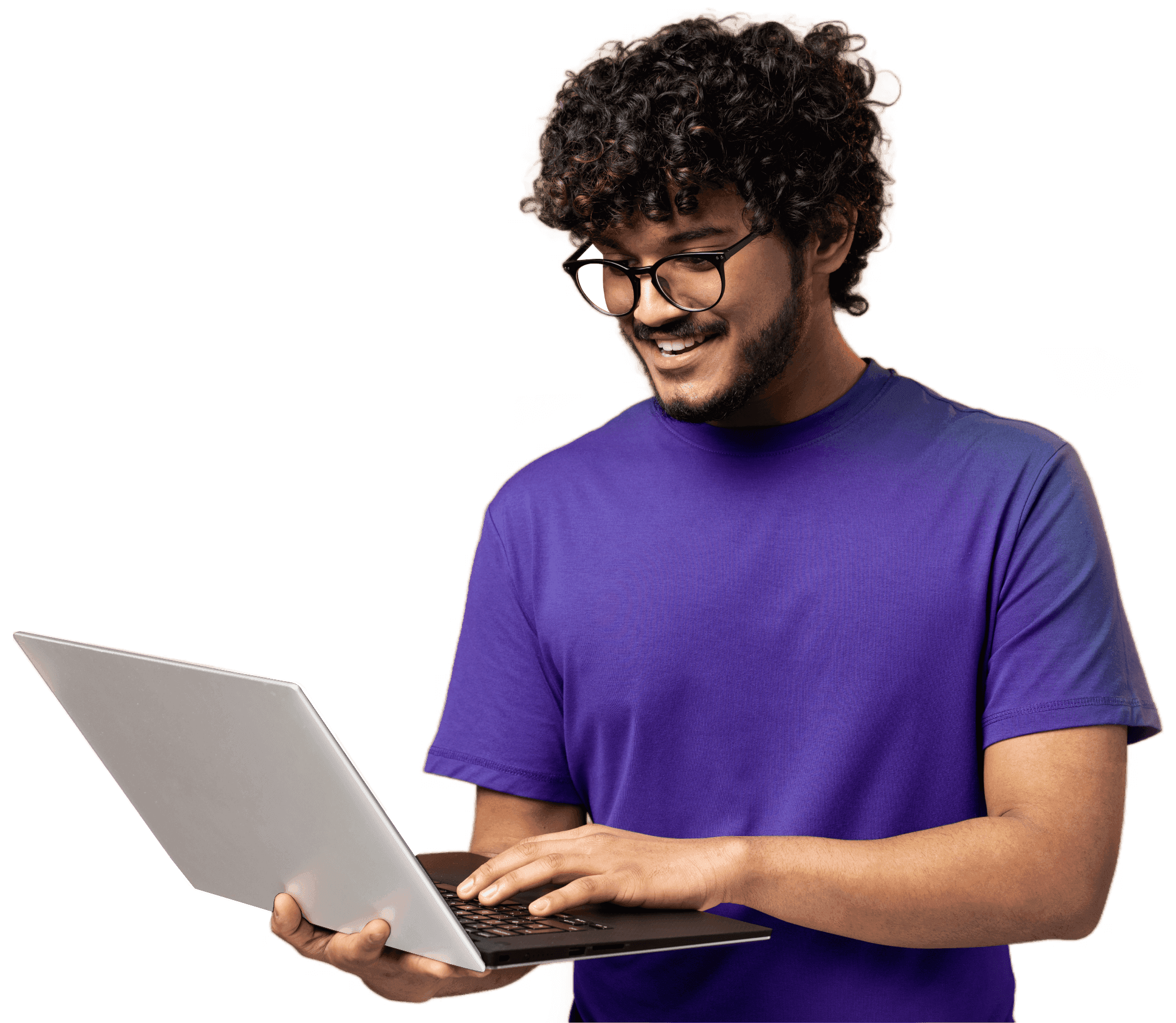 man holding a laptop