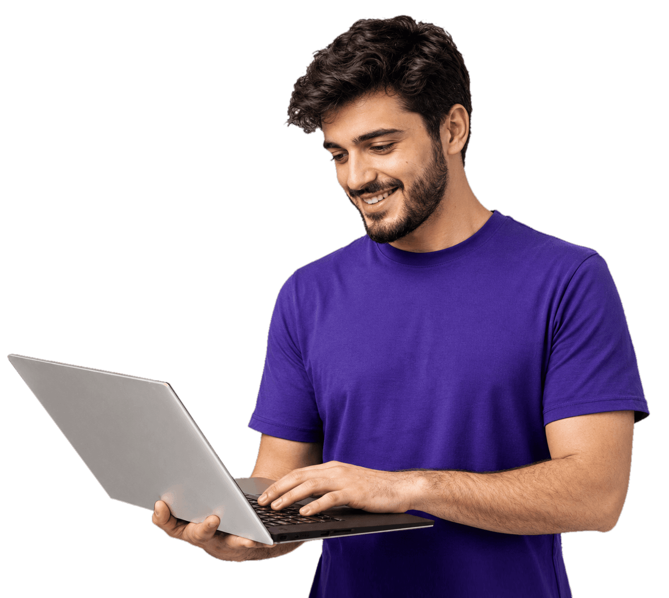man holding a laptop